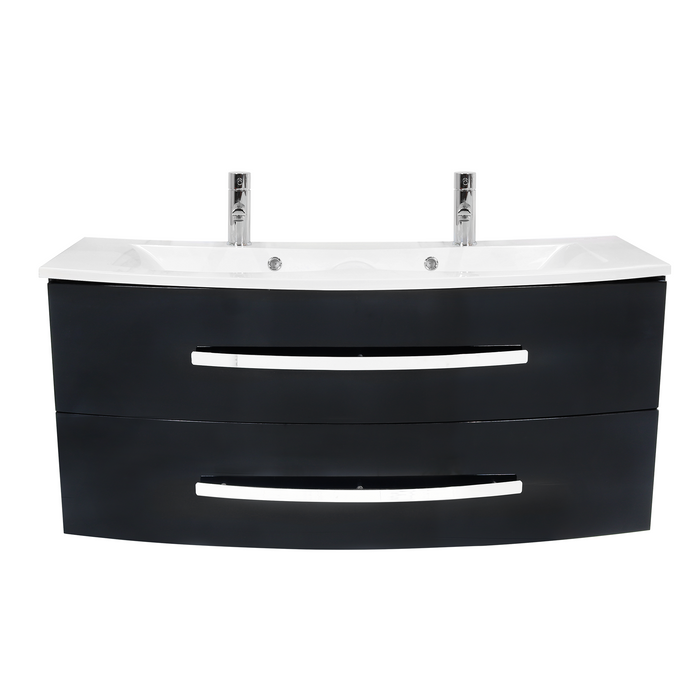 Eclipse Black Double Wash Basin Cabinet with Mirror