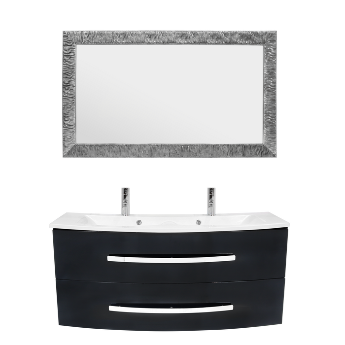 Eclipse Black Double Wash Basin Cabinet with Mirror